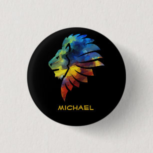 Badge Rond 2,50 Cm King of the jungle watercolor name monogram