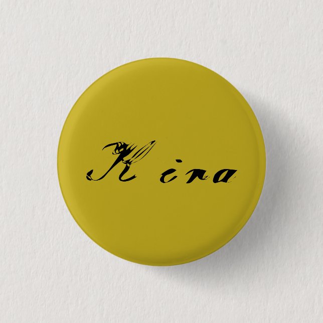 Badge Rond 2,50 Cm Kira de noir orphelin, calligraphie antique (Devant)