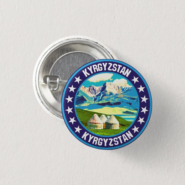 Badge Rond 2,50 Cm Kirghizistan (Devant & derrière)