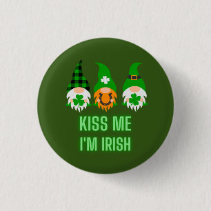 Badge Rond 2,50 Cm Kiss Me Je suis Irlandais St. Patrick's Day Gnome 