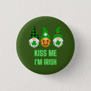 Badge Rond 2,50 Cm Kiss Me Je suis Irlandais St. Patrick's Day Gnome 