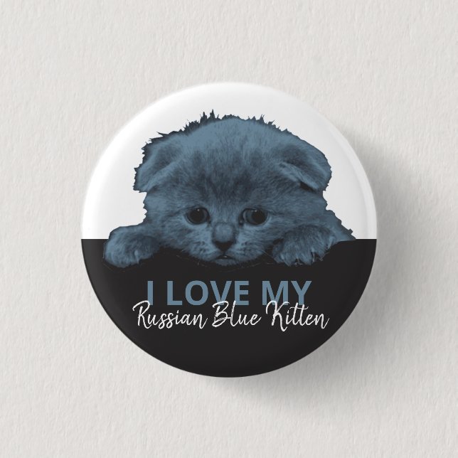 Badge Rond 2,50 Cm Kitten bleu russe (Devant)