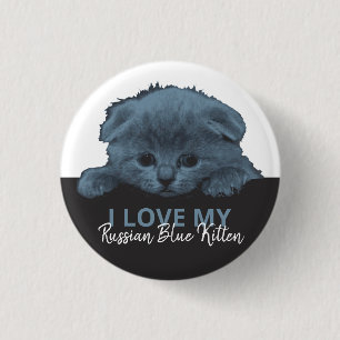 Badge Rond 2,50 Cm Kitten bleu russe