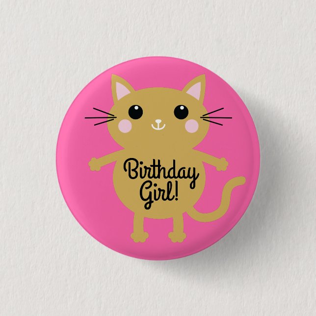 Badge Rond 2,50 Cm Kitty Chat Anniversaire Fête Enfants (Devant)