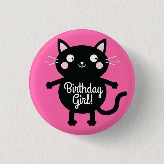 Badge Rond 2,50 Cm Kitty Chat Anniversaire Fête Enfants (Devant)