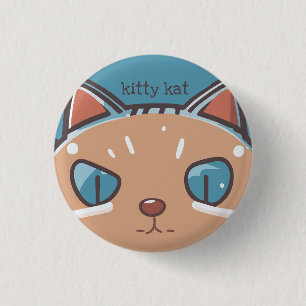 Badge Rond 2,50 Cm Kitty Chat Faced