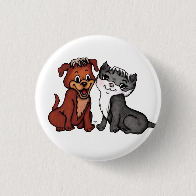 Badge Rond 2,50 Cm Kitty et Puppy (Devant)