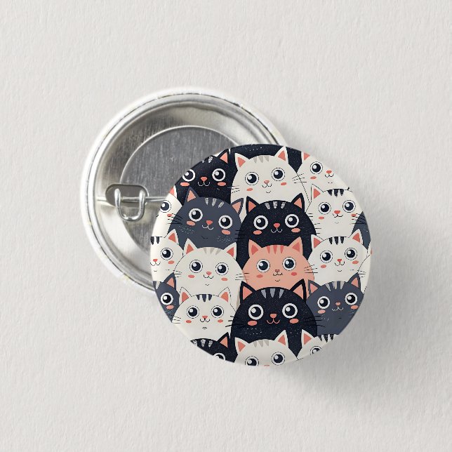 Badge Rond 2,50 Cm Kitty Kat Kaleidoscope (Devant & derrière)