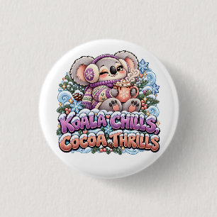 Badge Rond 2,50 Cm Koala se détend, le cacao fait des merveilles Koal