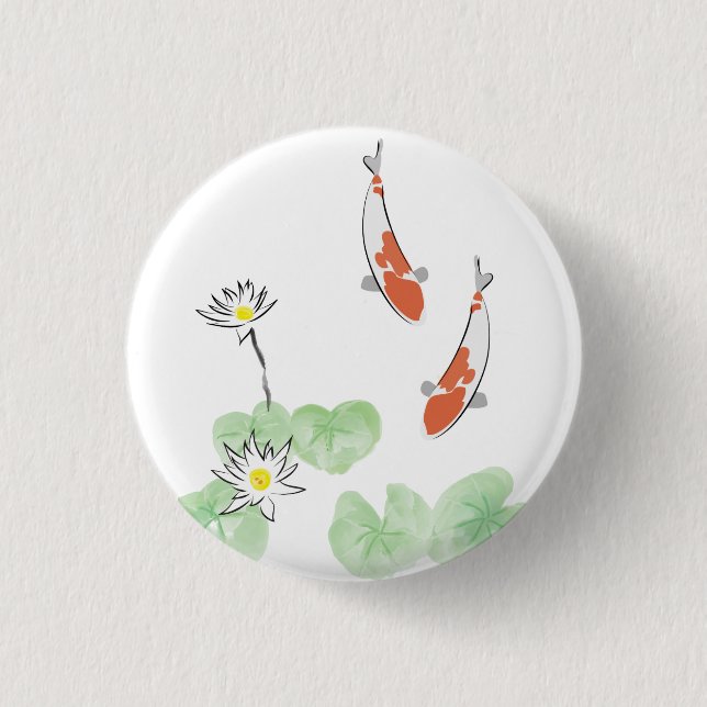 Badge Rond 2,50 Cm Koi Pond - White Background Round Button (Devant)