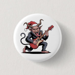 Badge Rond 2,50 Cm Krampus maléfique jouant de la musique électrique