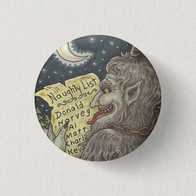 Badge Rond 2,50 Cm KRAMPUS NAUGHTLIST CHRISTMAS BOUTON Round (Devant)
