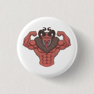 Badge Rond 2,50 Cm Krampus Noël Flexion Musculaire Fitness Effrayant