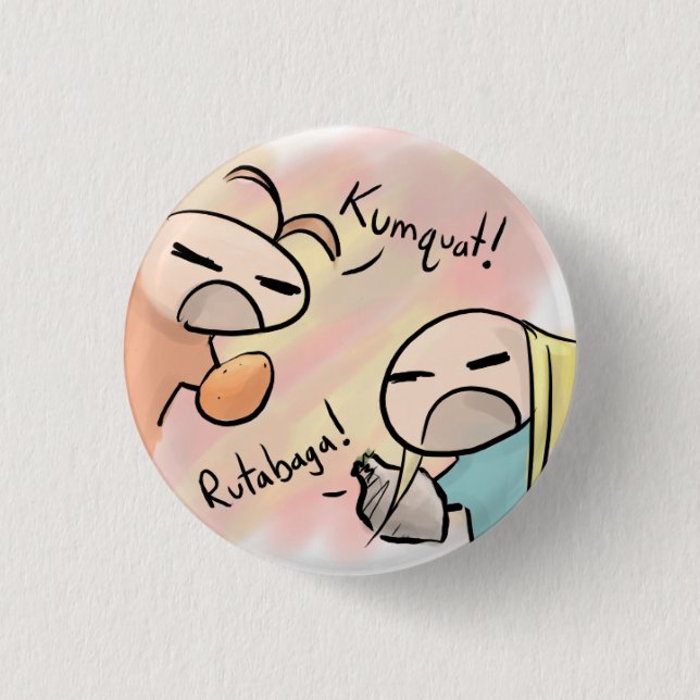 Badge Rond 2,50 Cm kumquat contre le rutabaga (Devant)