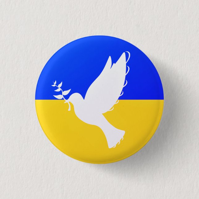Badge Rond 2,50 Cm La colombe de la paix - Drapeau de l'Ukraine - Bou (Devant)