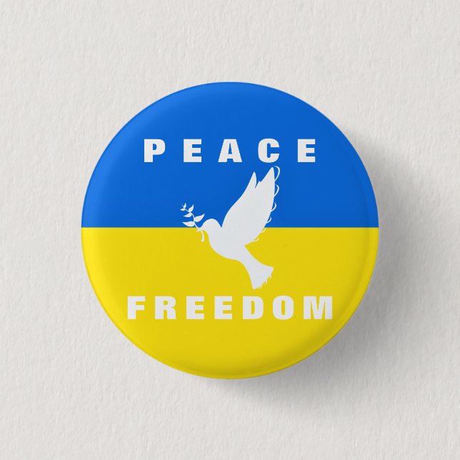Badge Rond 2,50 Cm La colombe de la paix - Drapeau de l'Ukraine - Pai (Devant)