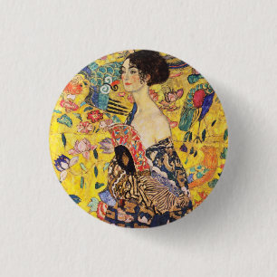Badge Rond 2,50 Cm La Dame de Gustav Klimt avec un fan