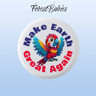 Badge Rond 2,50 Cm La faune de Macaw Parrot Rendre la Terre grande