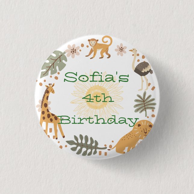 Badge Rond 2,50 Cm La fête des animaux de la jungle de Sophia (Devant)