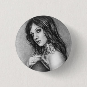 Badge Rond 2,50 Cm La fille avec le bouton de rose