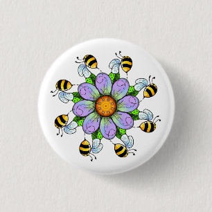 Badge Rond 2,50 Cm La fleur et les abeilles