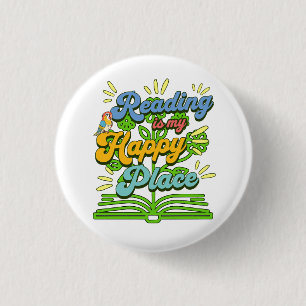 Badge Rond 2,50 Cm La lecture est mon endroit heureux Bouton coloré