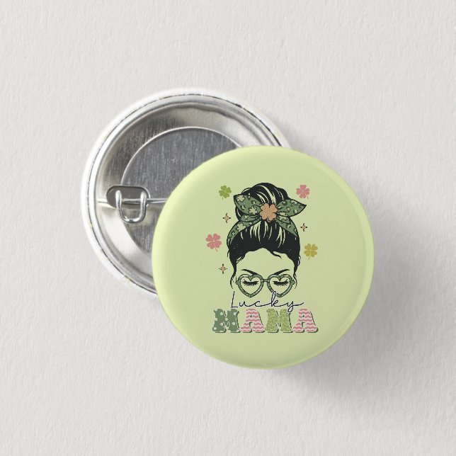 Badge Rond 2,50 Cm La Lucky Mama de St. Patrick (Devant & derrière)