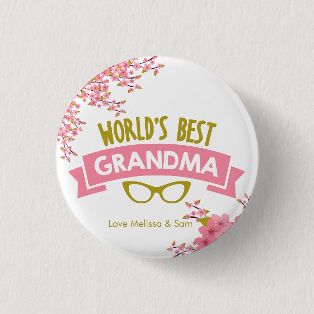 Badge Rond 2,50 Cm La meilleure grand-mère du monde personnalise (Devant)