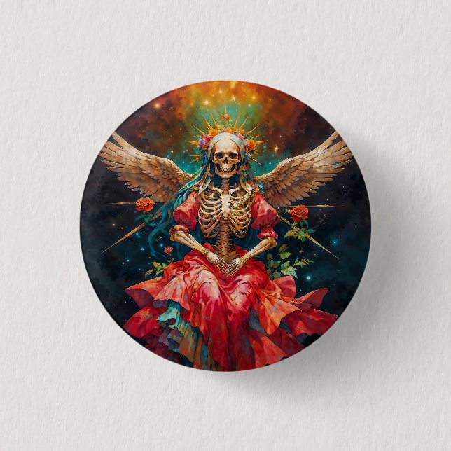 Badge Rond 2,50 Cm La Mère de la Transformation Santa Muerte (Devant)