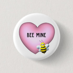 Badge Rond 2,50 Cm La mine d'abeilles Bumblebee avec coeur Puffy rose