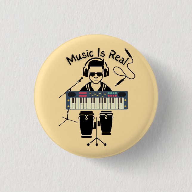 Badge Rond 2,50 Cm La musique est réelle (Devant)