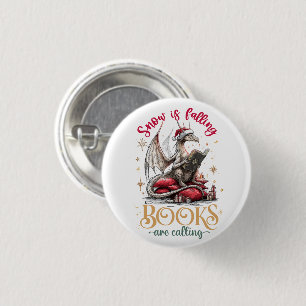 Badge Rond 2,50 Cm La neige tombe, les livres appellent 