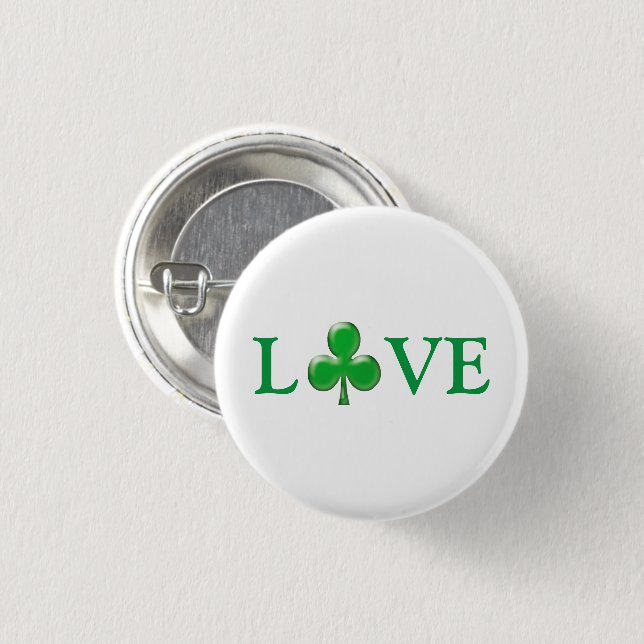 Badge Rond 2,50 Cm La Saint-Patrick Amour Trèfle blanc vert (Devant & derrière)