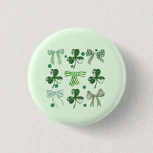 Badge Rond 2,50 Cm La Saint-Patrick Fleur de Trèfle Chanceux et Ruban