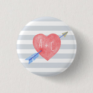 Badge Rond 2,50 Cm La Saint-Valentin, une flèche d'aquarelle en plei