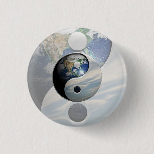 Badge Rond 2,50 Cm La terre et ciel Yin Yang
