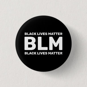 Badge Rond 2,50 Cm La typographie blanche de BLM Black Lives Matt sur