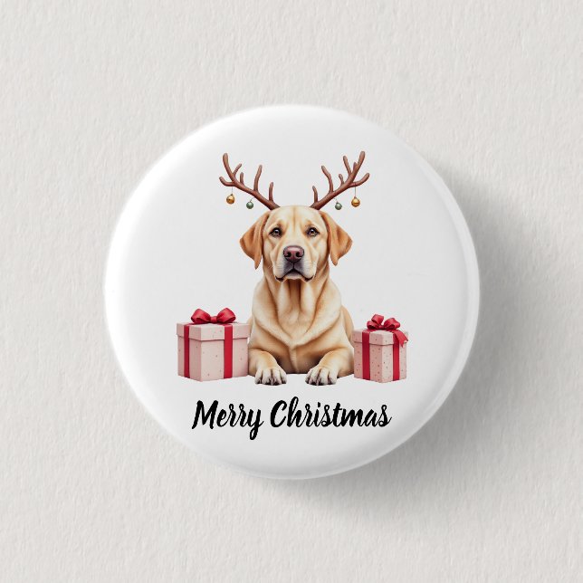 Badge Rond 2,50 Cm Labrador Reindeer (Devant)
