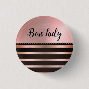 Badge Rond 2,50 Cm Lady Boss Rose Épais