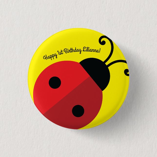Badge Rond 2,50 Cm Lady Bug Cute 1ère fête d'anniversaire (Devant)
