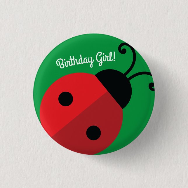 Badge Rond 2,50 Cm Lady Bug Cute Kid's Ladybug Birthday Party (Devant)