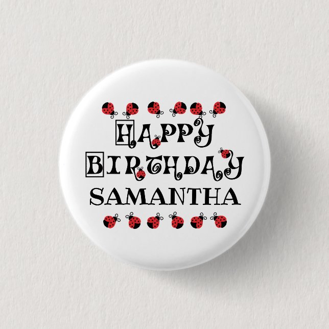 Badge Rond 2,50 Cm Ladybug Birthday Personnalisé (Devant)