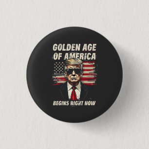 Badge Rond 2,50 Cm L'âge d'or de l'Amérique commence maintenant Trump