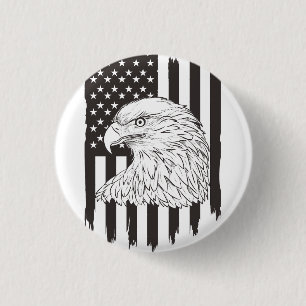 Badge Rond 2,50 Cm L'Aigle S'Élevant Avec Le Drapeau Américain