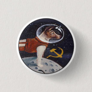 Badge Rond 2,50 Cm Laika - le premier chien dans l'espace