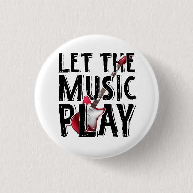 Badge Rond 2,50 Cm Laissez La Musique Jouer La Guitare Électrique (Devant)