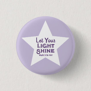 Badge Rond 2,50 Cm Laissez Votre Lumière Briller Verset Biblique Étoi