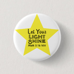 Badge Rond 2,50 Cm Laissez Votre Lumière Briller Verset Biblique Étoi