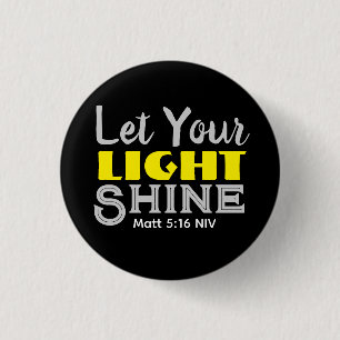 Badge Rond 2,50 Cm Laissez Votre Lumière Briller Verset Biblique Jaun