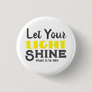 Badge Rond 2,50 Cm Laissez Votre Lumière Briller Verset Biblique Jaun